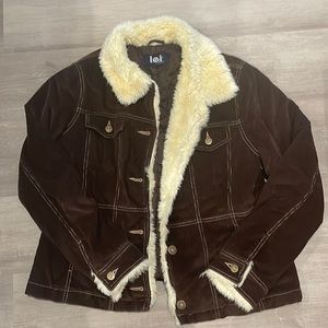 Corduroy and faux shearling jacket